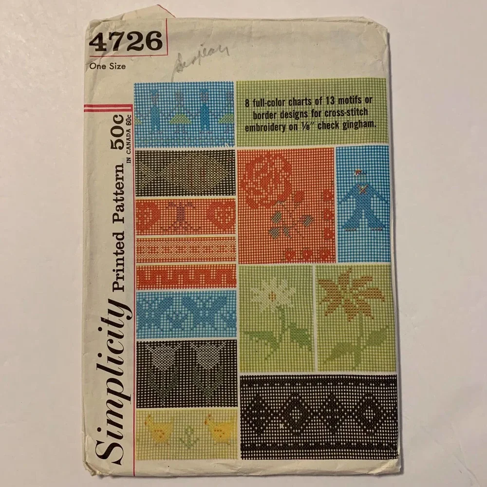 Simplicity Vintage 1960's‎ Chart Pattern #4726 Embroidery Cross Stitch